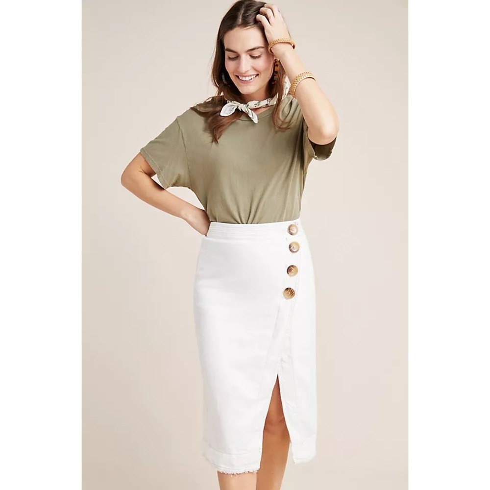 Anthropologie Maeve Springtime Wrap Skirt in White Size 14